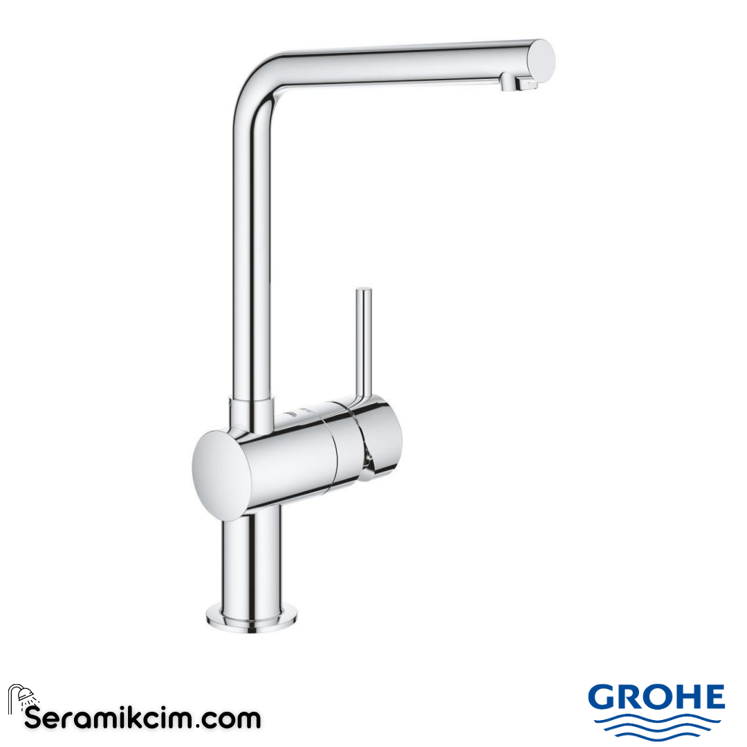 Grohe Minta Döner Borulu Eviye Bataryası, L Başlıklı Krom 31375000