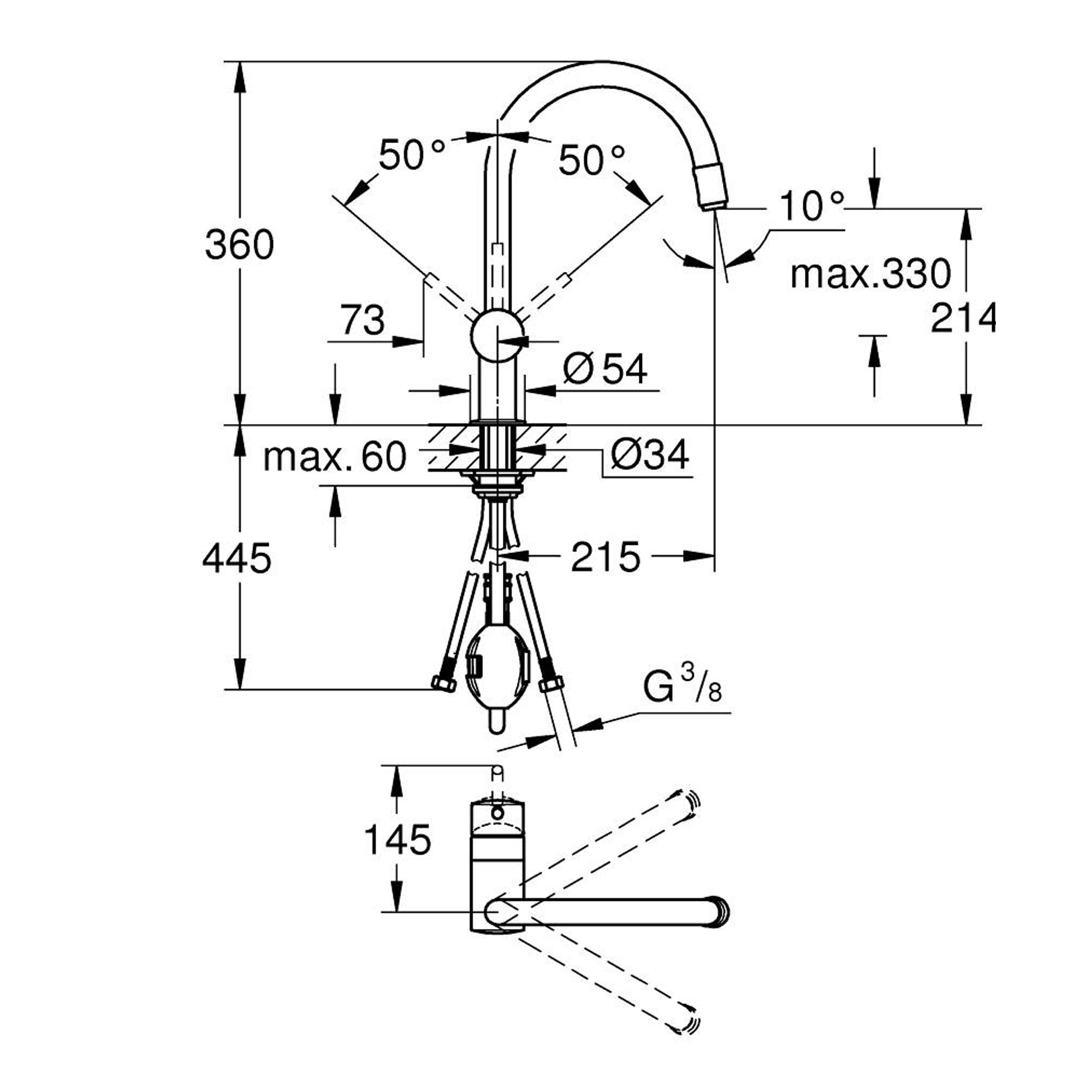 Grohe Minta Mutfak Bataryası Krom 3291800E