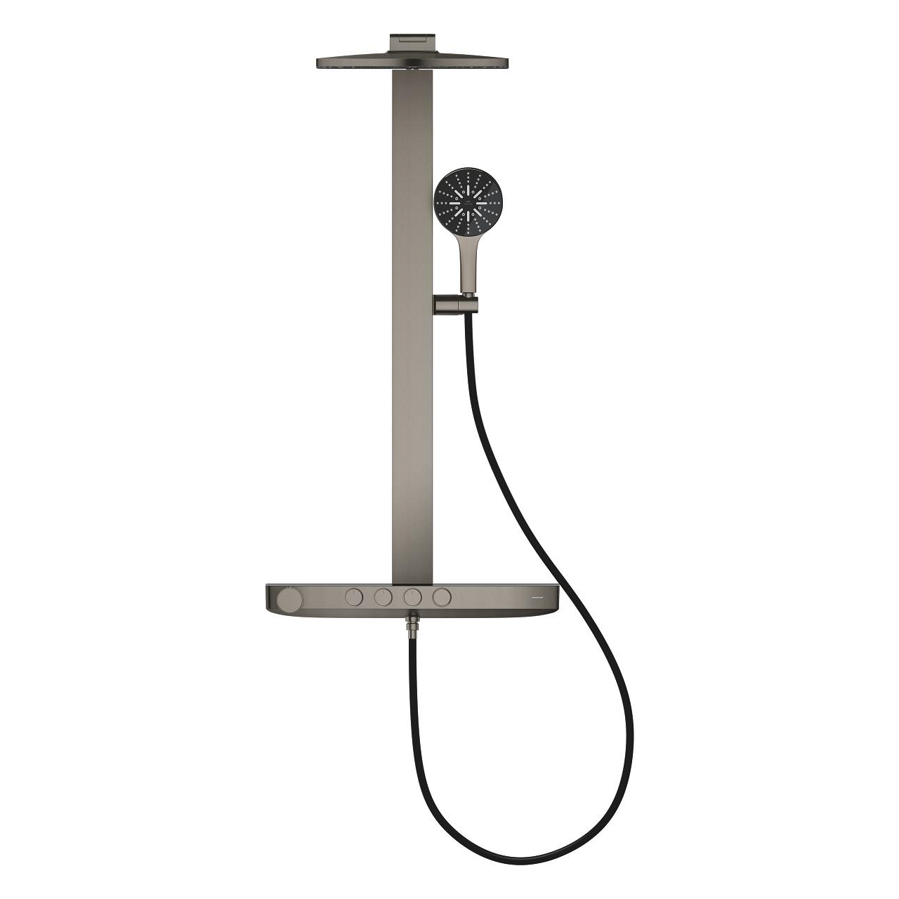 Grohe Rainshower Aqua Pure SmartControl Duş Sistemi, Duvara Monte, Termostatik Bataryalı Duş Kolonu, Fırçalı Sert Grafit 101680AL00