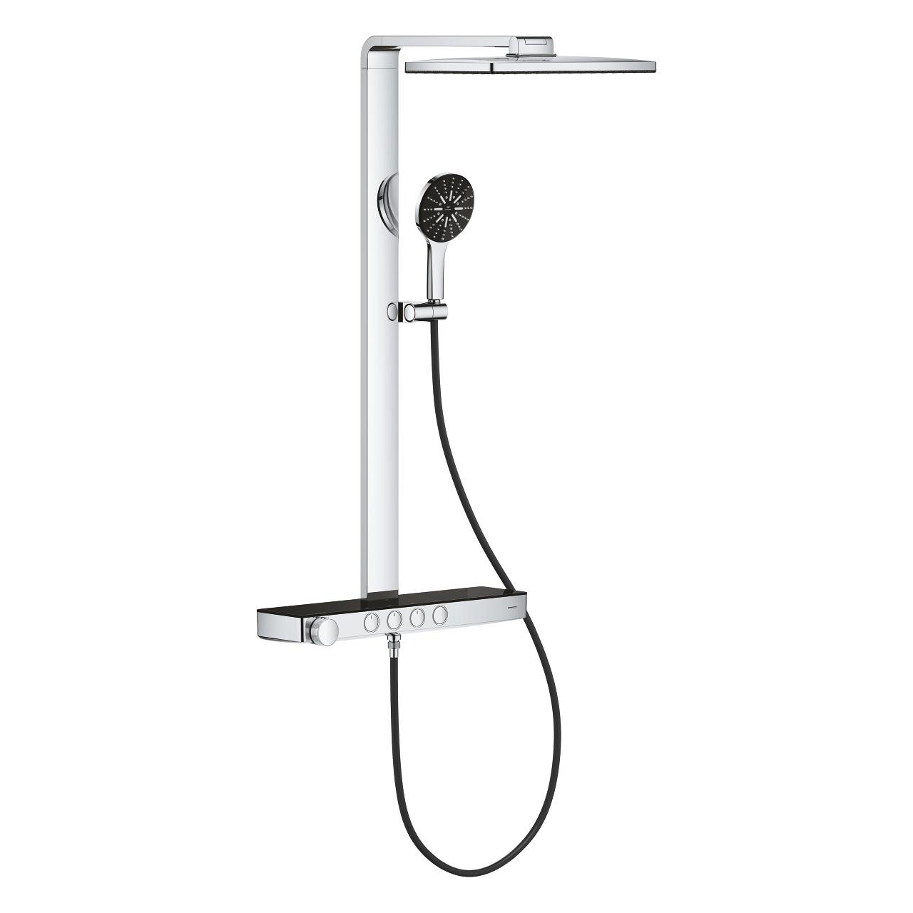 Grohe Rainshower Aqua Pure SmartControl Duş Sistemi, Duvara Monte, Termostatik Bataryalı Duş Kolonu, Siyah-Krom 100962KI00