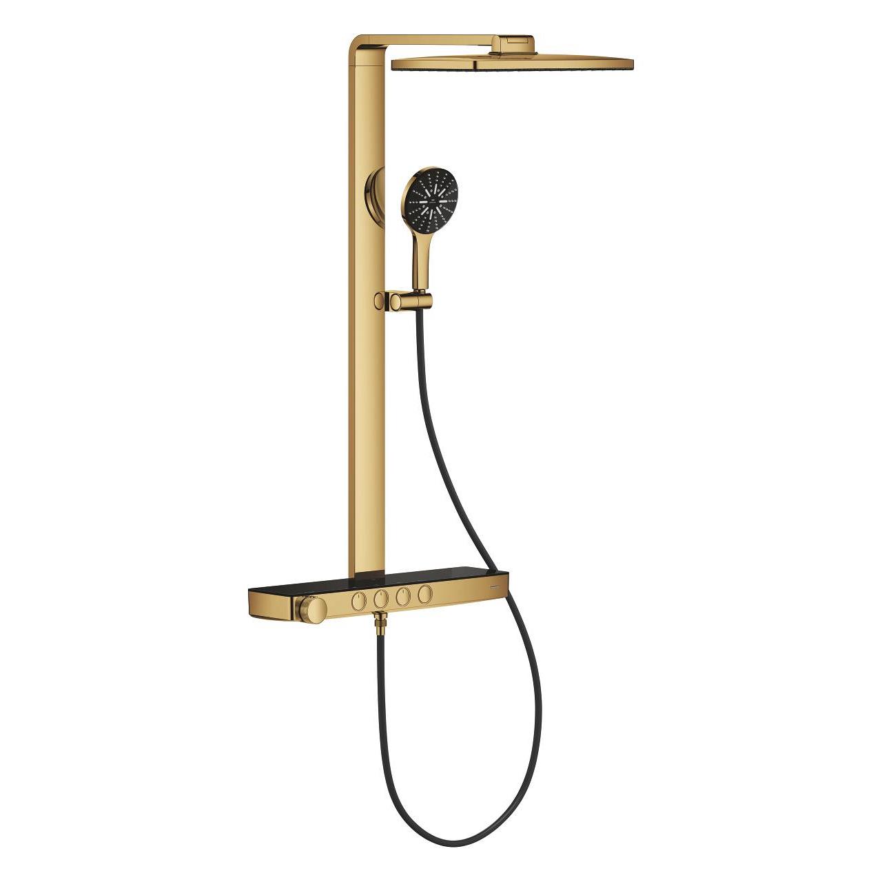 Grohe Rainshower Aqua Pure SmartControl Duş Sistemi, Duvara Monte, Termostatik Bataryalı Duş Kolonu, Parlak Altın 100961GL00