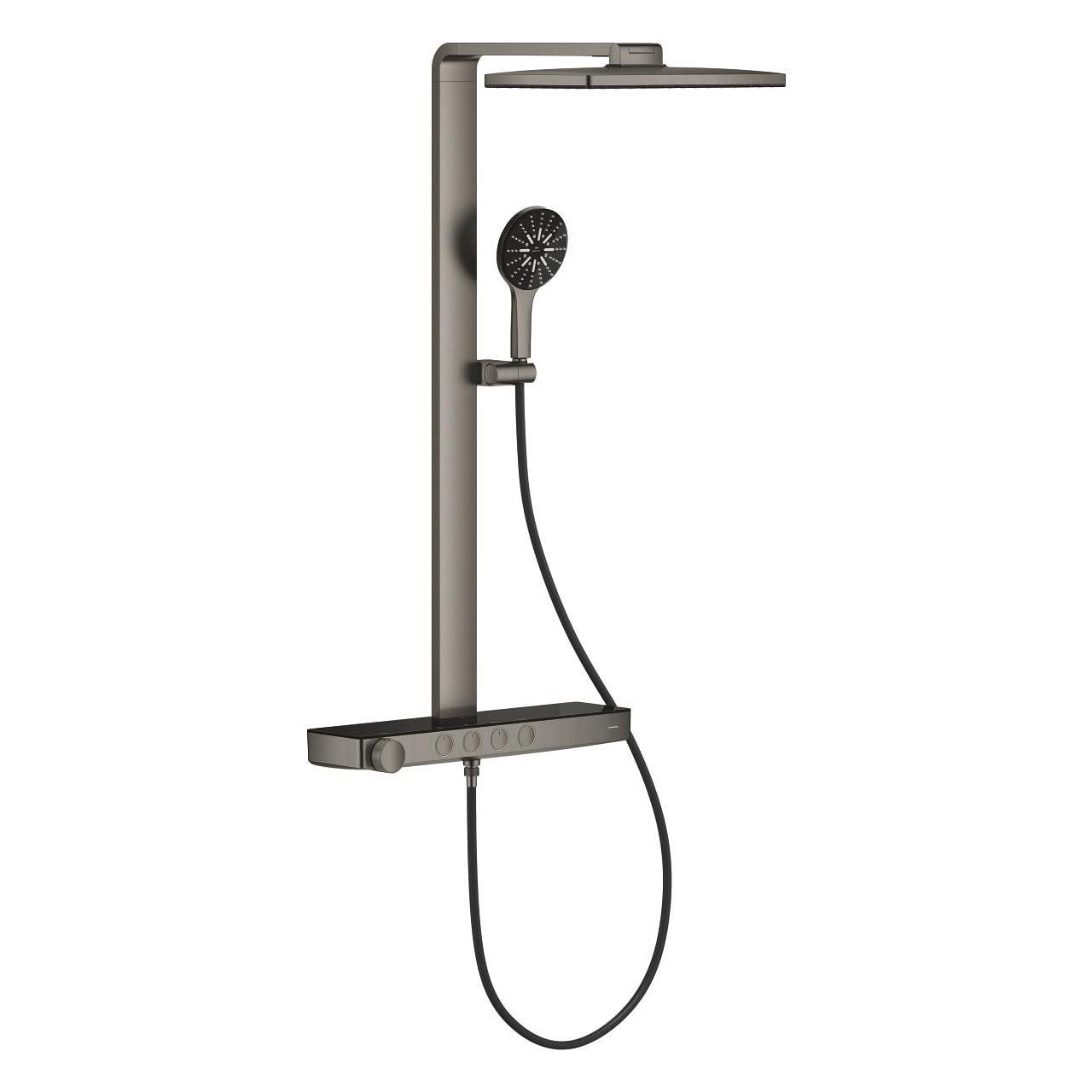 Grohe Rainshower Aqua Pure SmartControl Duş Sistemi, Duvara Monte, Termostatik Bataryalı Duş Kolonu, Fırçalı Sert Grafit 100961AL00