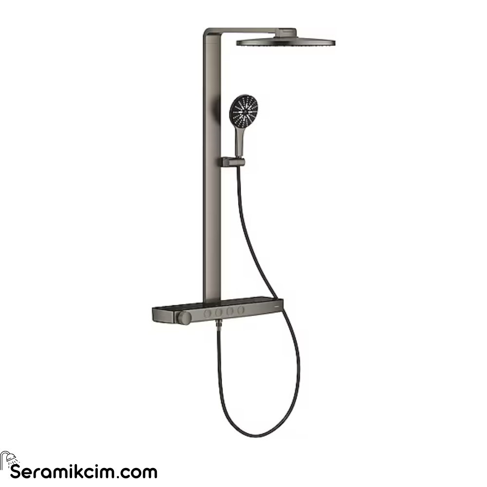 Grohe Rainshower Aqua Pure SmartControl Duş Sistemi, Duvara Monte, Termostatik Bataryalı Duş Kolonu, Fırçalı Sert Grafit 100964AL00