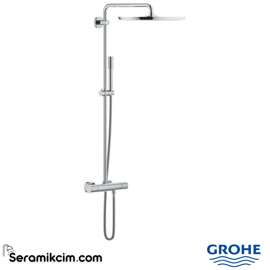 Grohe Rainshower System 400 Duvara Monte Termostatik Bataryalı Duş Kolonu Krom 27174001