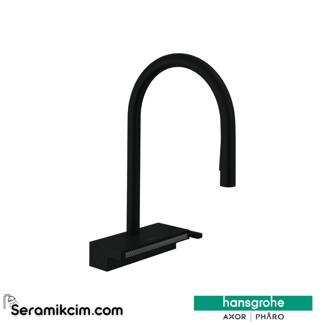 Hansgrohe Aquno M8 170 Tek Kollu Eviye Bataryası Spiralli sBox Mat Siyah 73831670