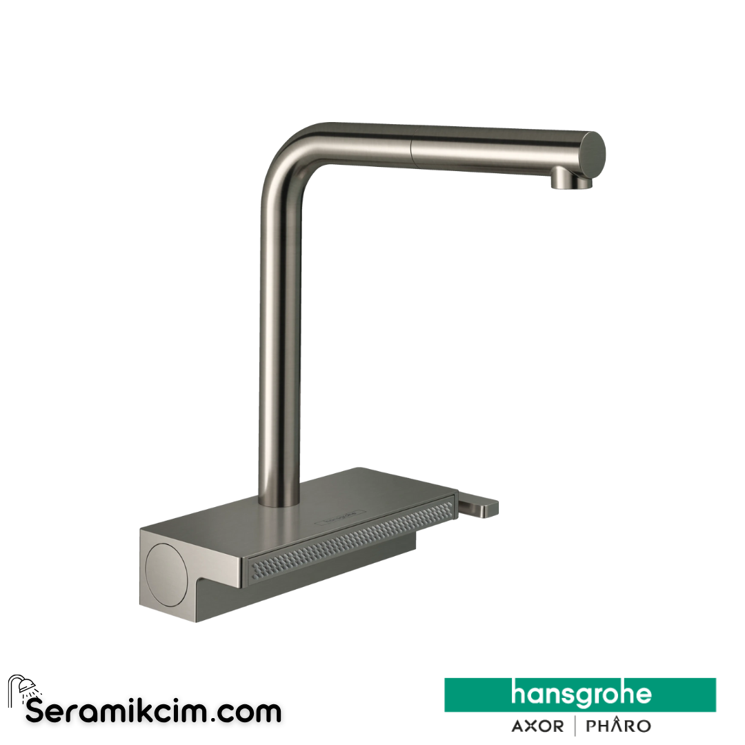 Hansgrohe Aquno Select M81 250 Tek Kollu Eviye Bataryası Spiralli sBox Paslanmaz Çelik 73830800