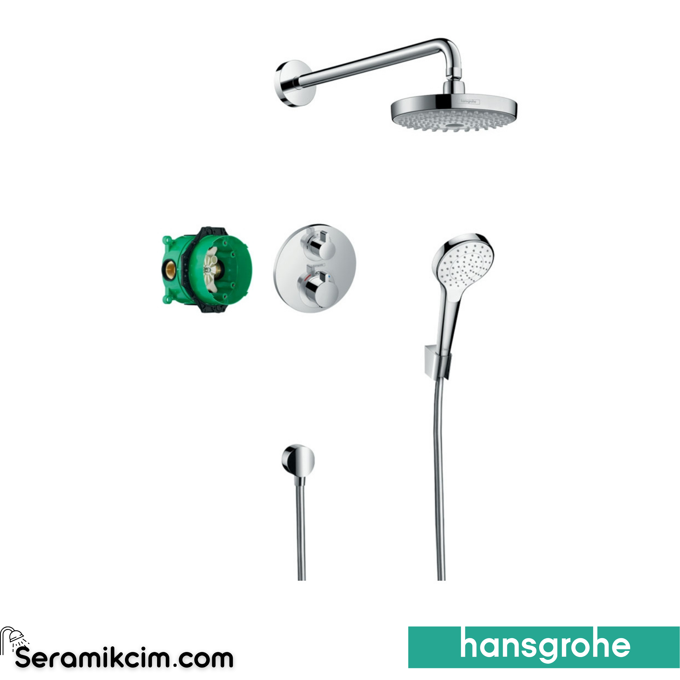 Hansgrohe Croma Select S Ankastre Duşu Sistemi Ecosmart+Termostatik 27295000