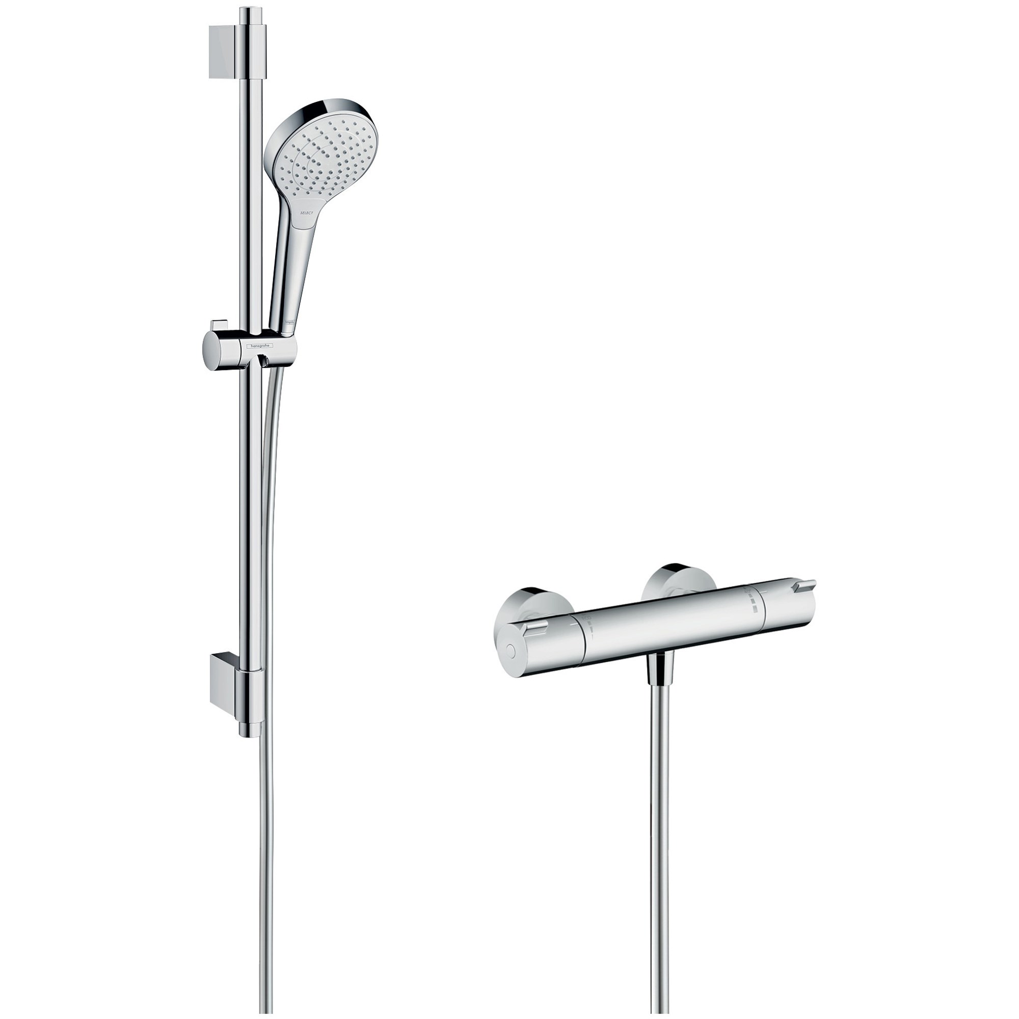 Hansgrohe Croma Select S Sıva Üstü Termostatik Duş Sistemi Beyaz-Krom 27833400