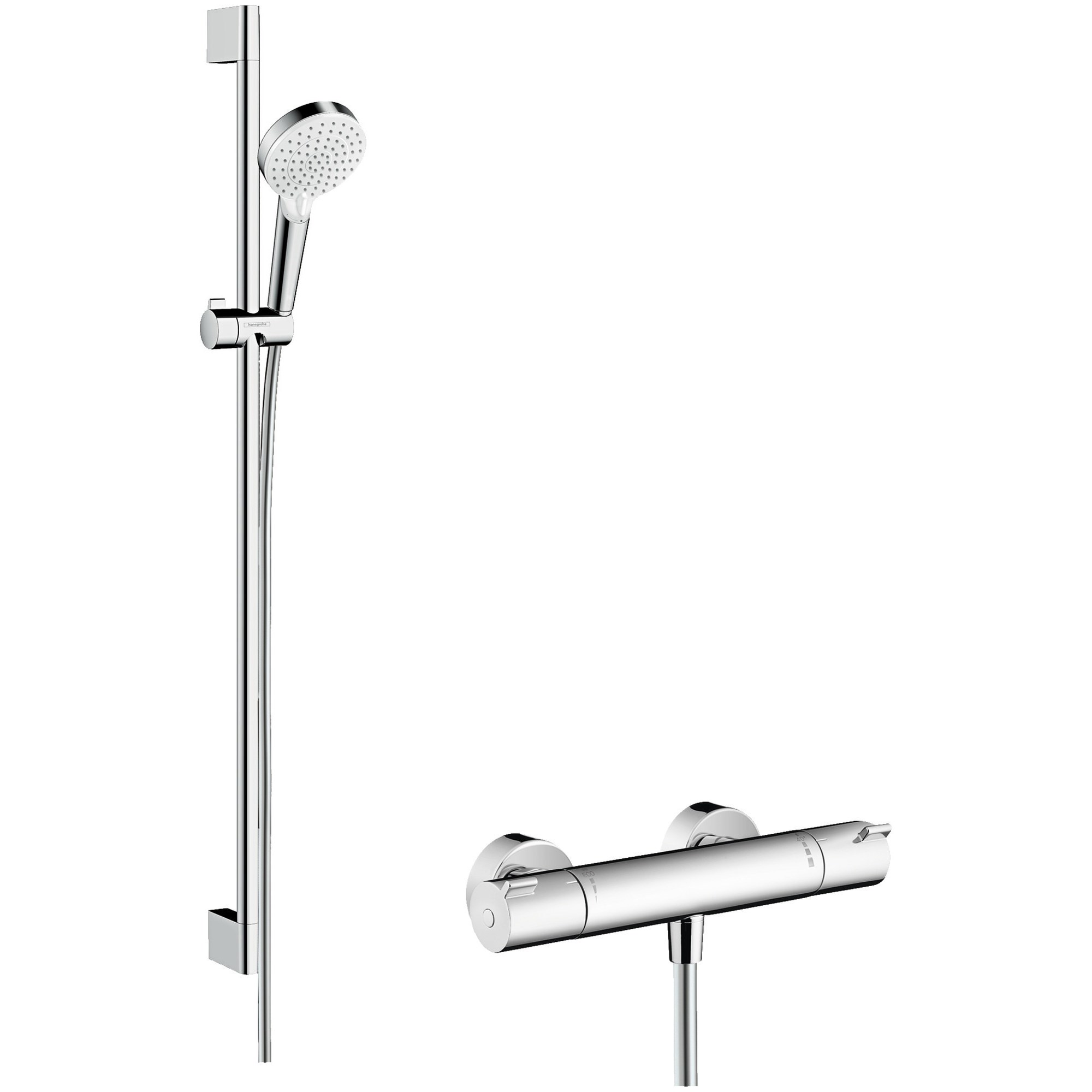 Hansgrohe Crometta Sıva Üstü Termostatik Duş Sistemi 10 cm Beyaz-Krom 27813400