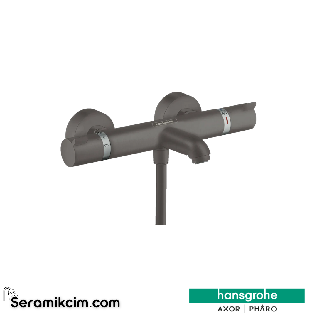 Hansgrohe Ecosmart 1000 Termostatik Aplike Banyo Bataryası Mat Siyah-Krom 13114340