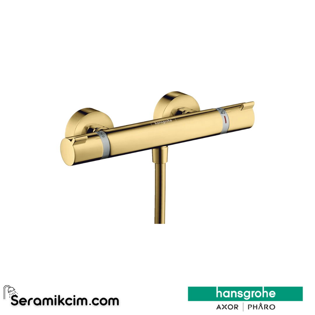 Hansgrohe Ecosmart 1000 Termostatik Duş Bataryası Aplike Parlak Altın 13116990