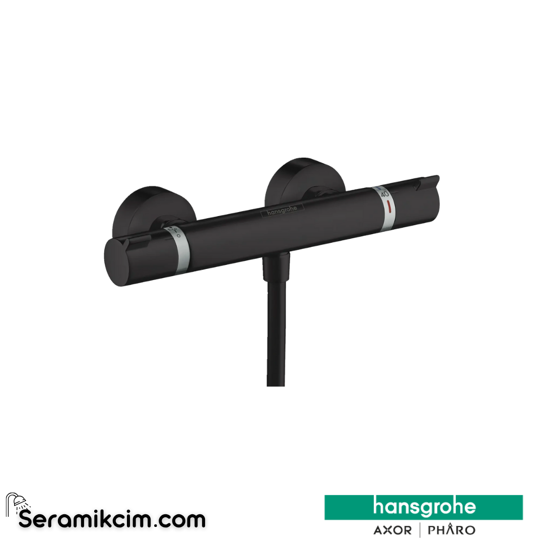 Hansgrohe Ecosmart 1000 Termostatik Duş Bataryası Aplike Mat Siyah 13116670