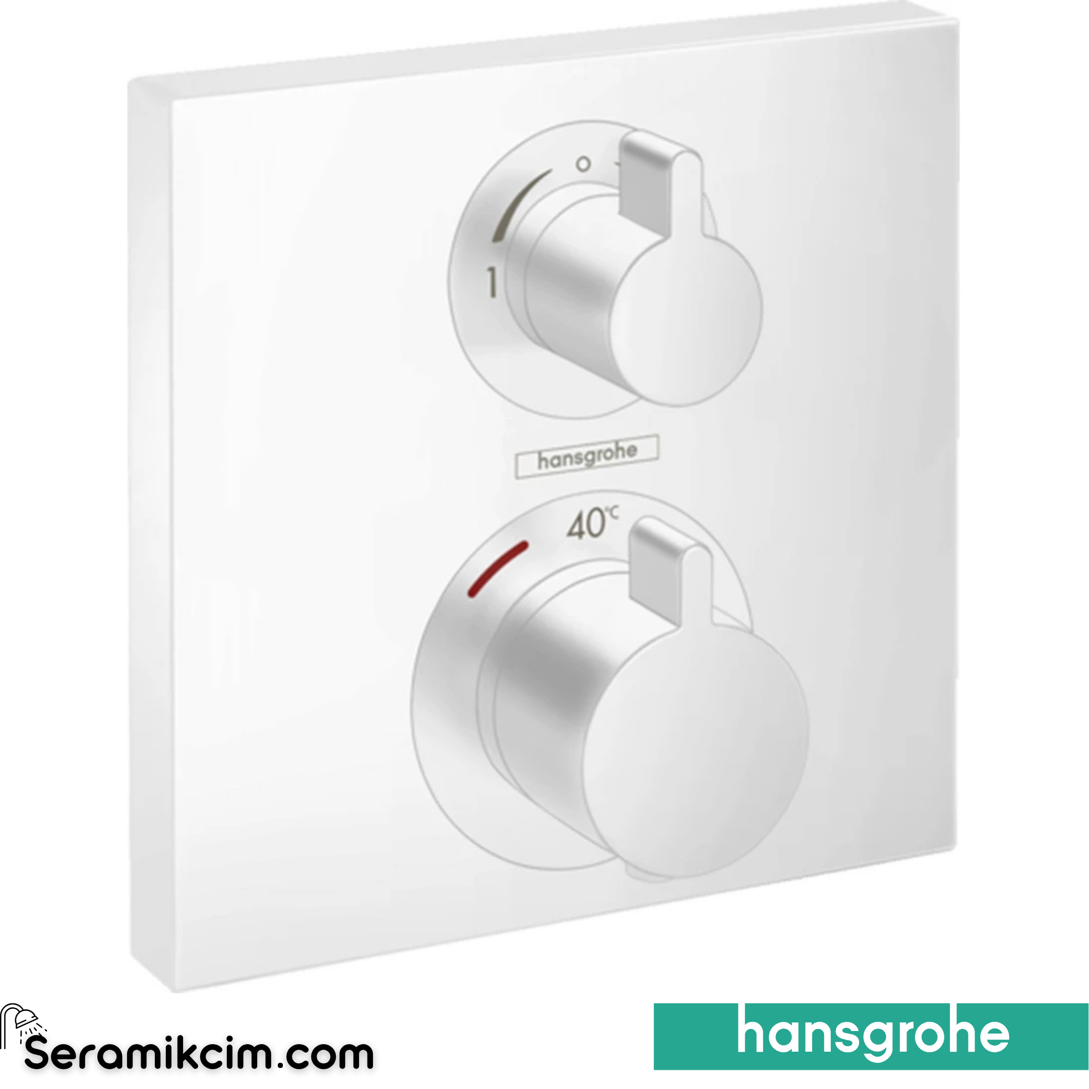 Hansgrohe Ecosmart Square Termostatik Banyo Bataryası 2 Çıkış Mat Beyaz 15714700