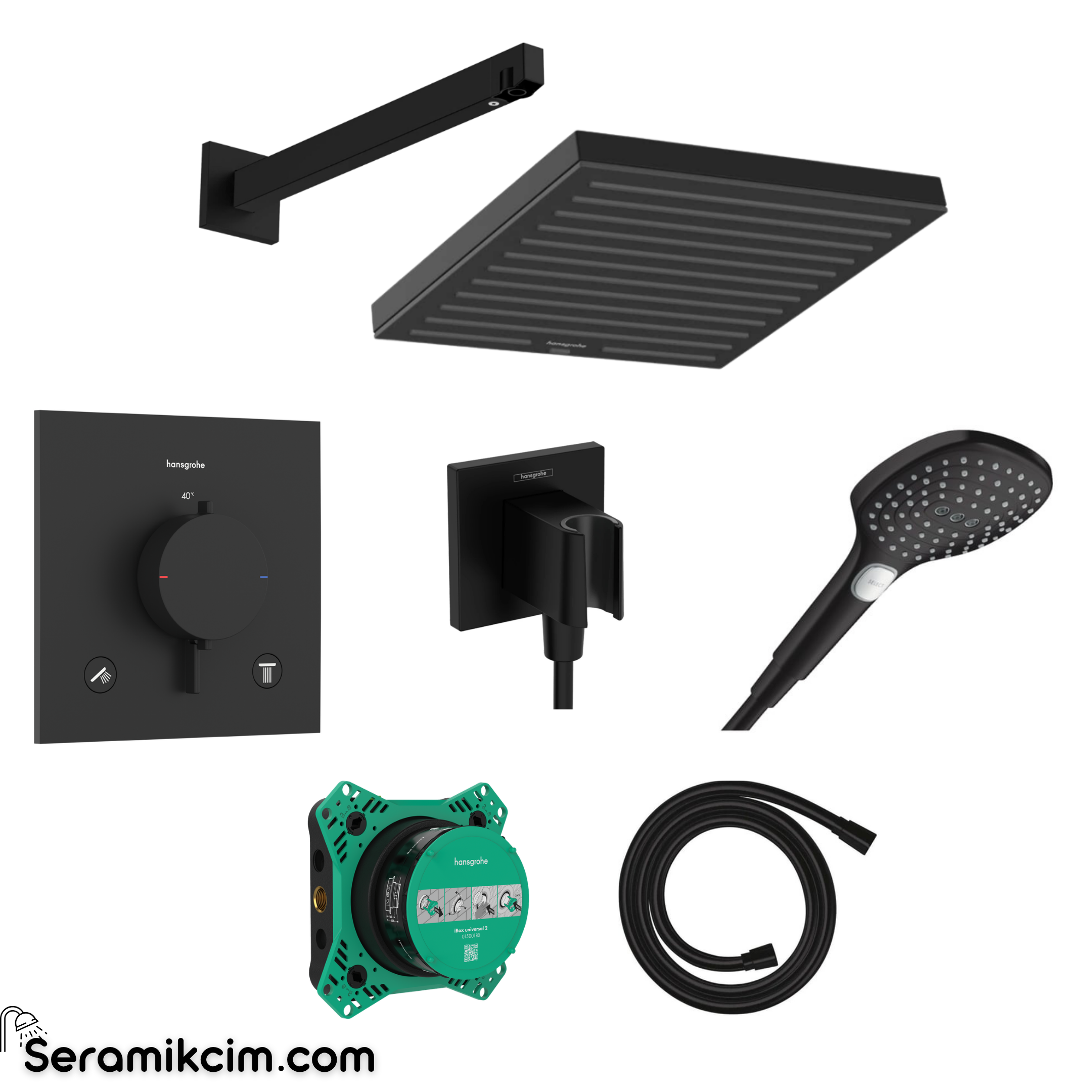 Hansgrohe Ecostat Comfort Ankastre Banyo Bataryası Set Mat Siyah