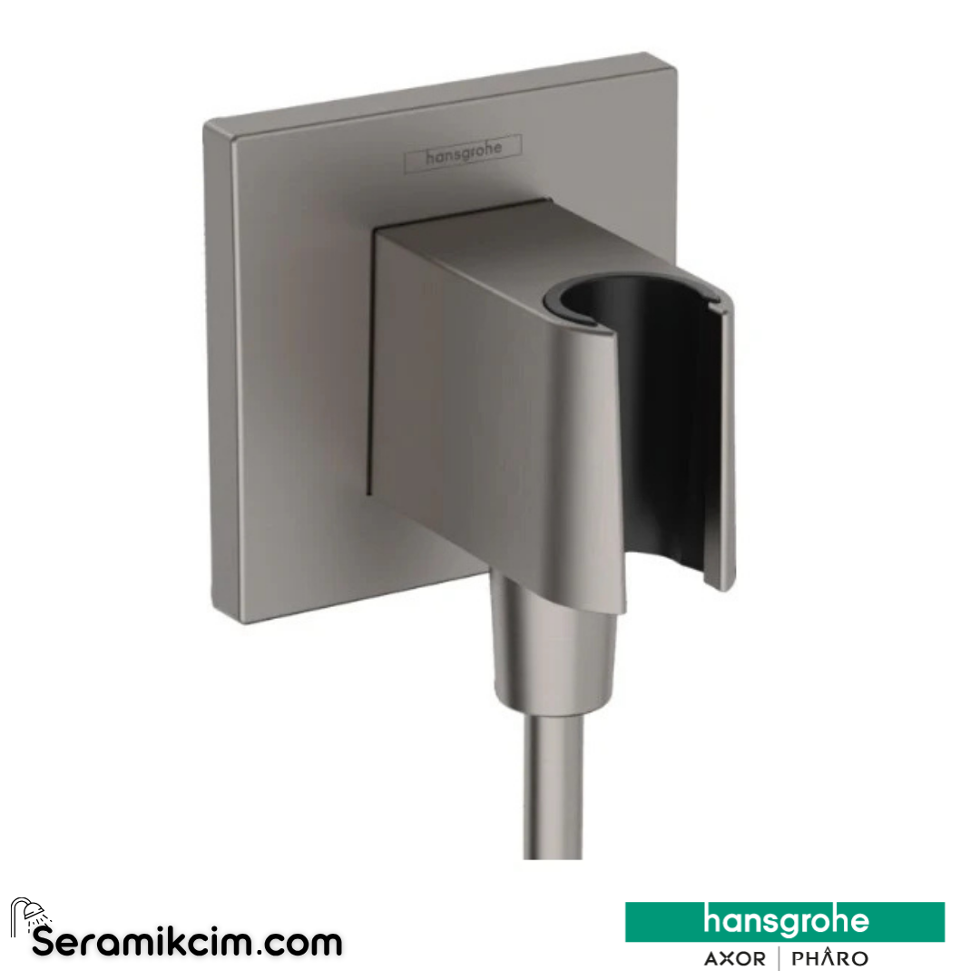 Hansgrohe Fixfit E Duş Askılı Çıkış Dirseği - Mat Siyah Krom 26889340 - 26889340
