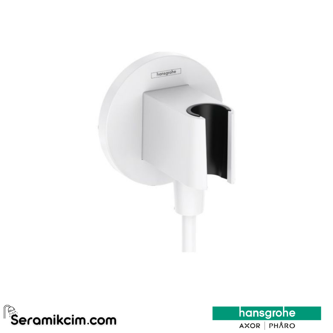 Hansgrohe Fixfit E Duş Askılı Çıkış Dirseği - Satin Beyaz 26889700 - 26889700