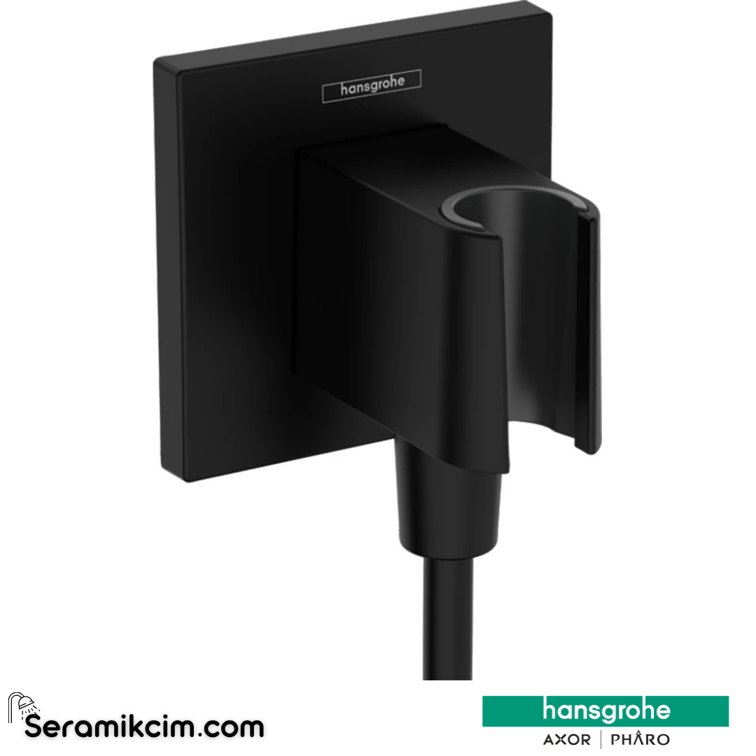 Hansgrohe Fixfit E Duş Askılı Çıkış Dirseği - Satin Siyah 26889670 - 26889670