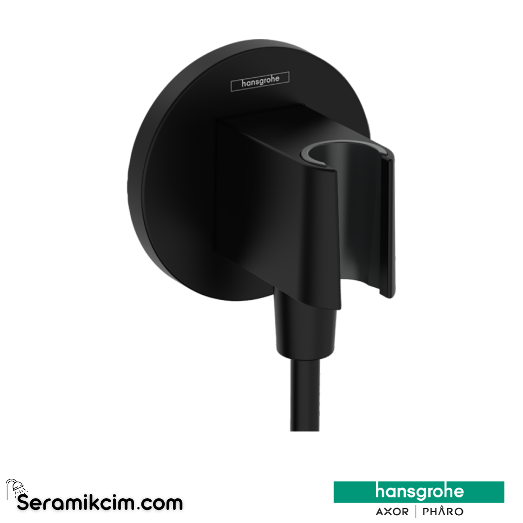 Hansgrohe Fixfit S Duş Askılı Çıkış Dirseği - Satin Siyah 26888670 - 26888670