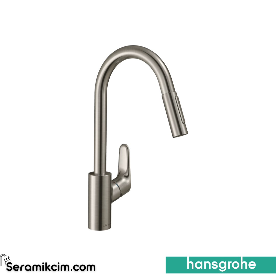 Hansgrohe Focus 240 Eviye Bataryası Spiralli Paslanmaz Çelik 31815800