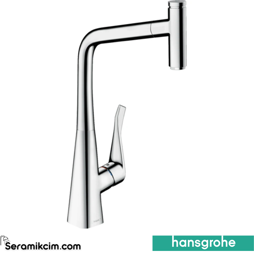 Hansgrohe Metris Select Eviye Bataryası 320 Spiralli El Duşu Ecosmart+ Krom 14786000