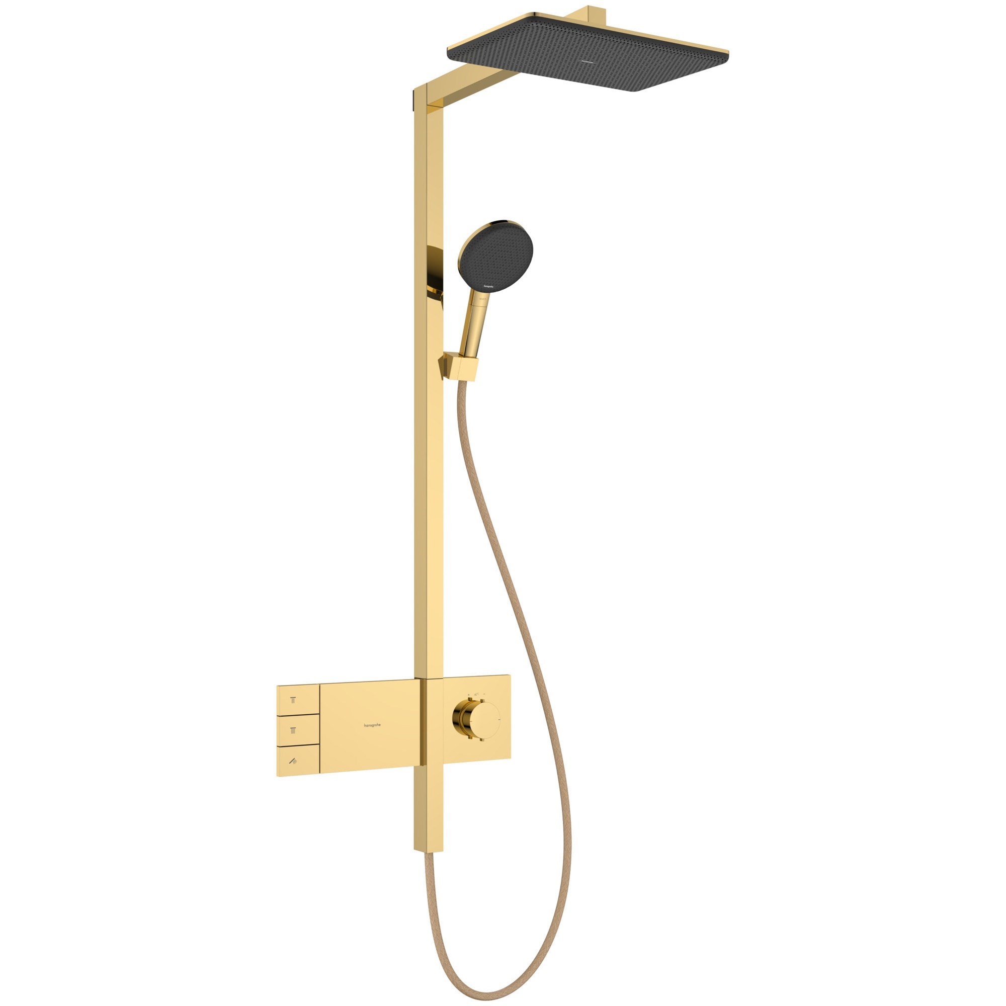 Hansgrohe Raindance Alive Q Termostatik Duş Sistemi 21,4x34,3 cm 2 Fonksiyonlu EcoSmart ShowerSelect Comfort Parlak Altın 24591990