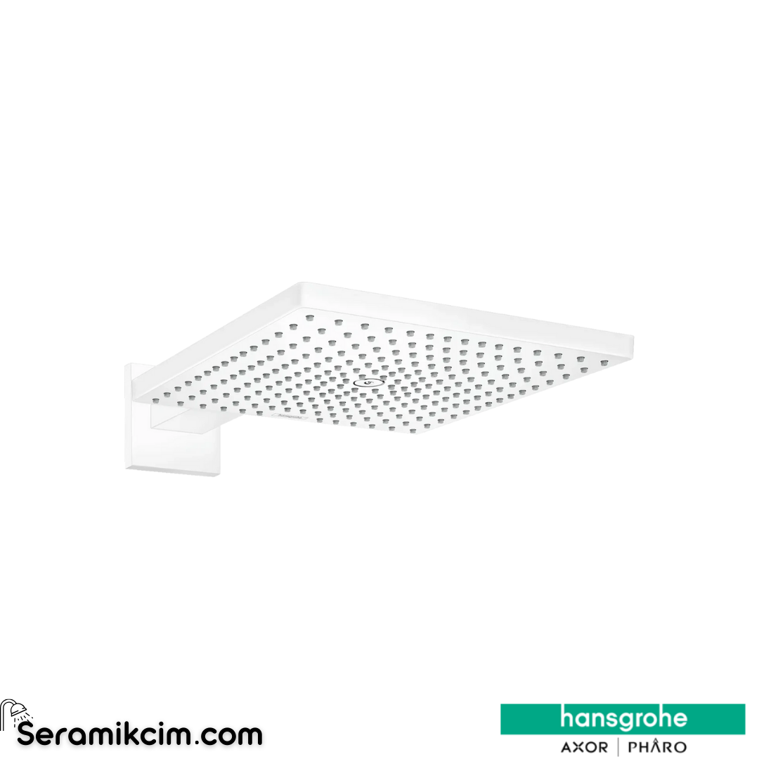 Hansgrohe Raindance E 300 Tepe Duşu 1 Fonksiyonlu Duvardan Duş Dirseği 390Mm Mat Beyaz 26238700