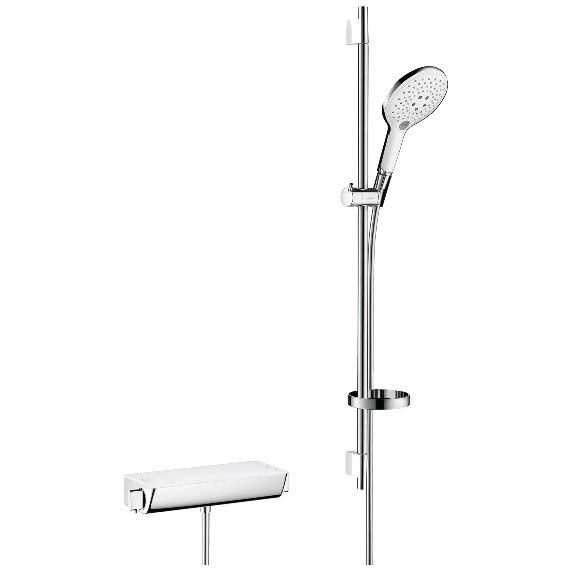 Hansgrohe Raindance Select S Termostatik Sürgülü Duş Seti 90 cm 150 El Duşlu Ecostat Select Beyaz-Krom 27037400