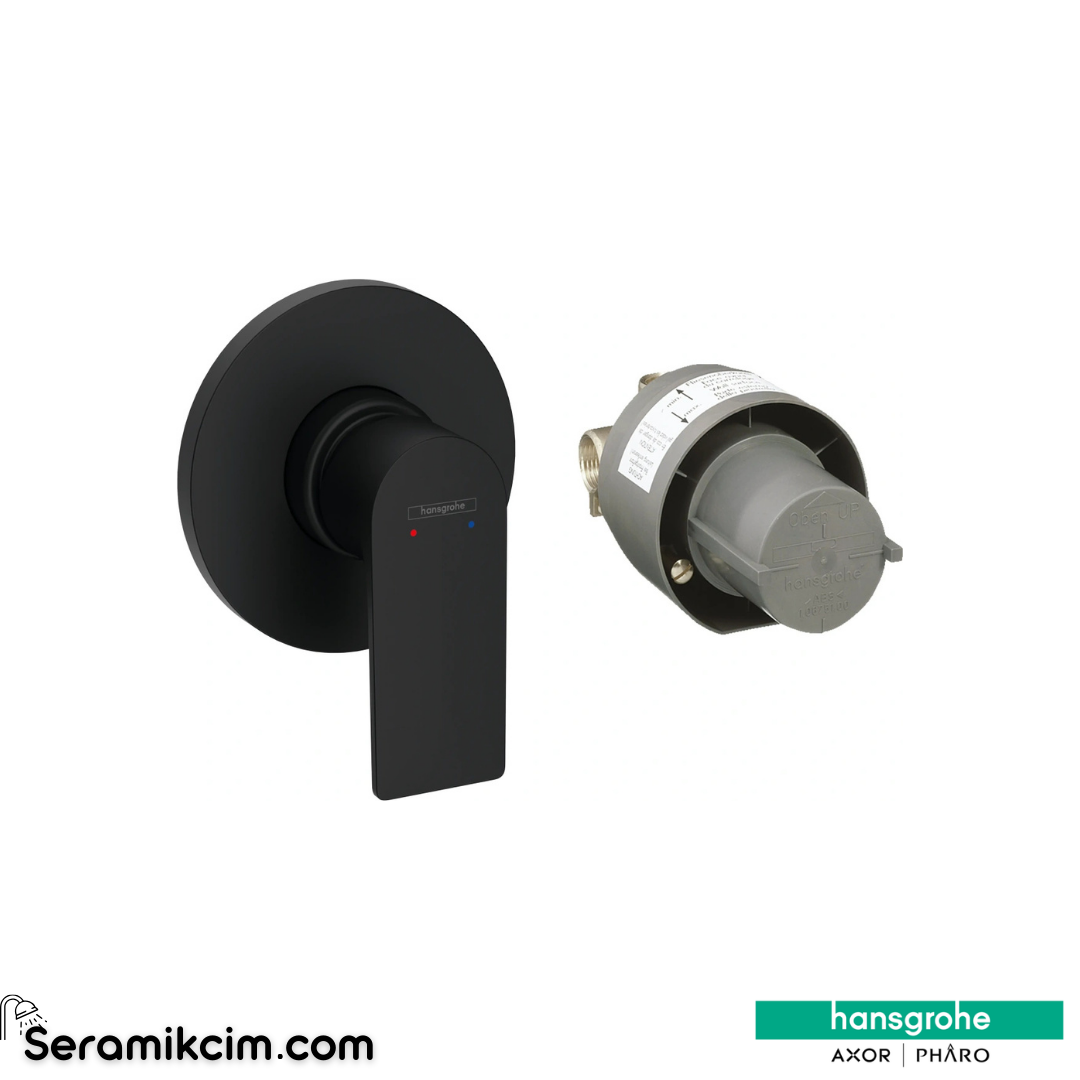 Hansgrohe Rebris E Tek Kollu Duş Batarya Seti Ankastre (13620180 İç Set Dahil) Satin Siyah 72658670