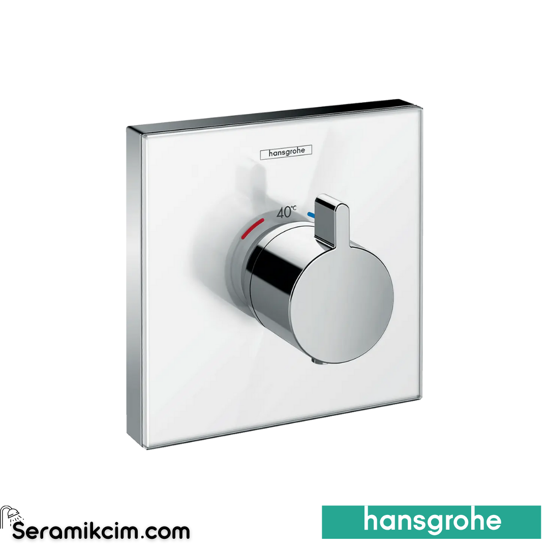 Hansgrohe Showerselect Glass Max Termostatik Banyo Bataryası Beyaz-Krom 15734400
