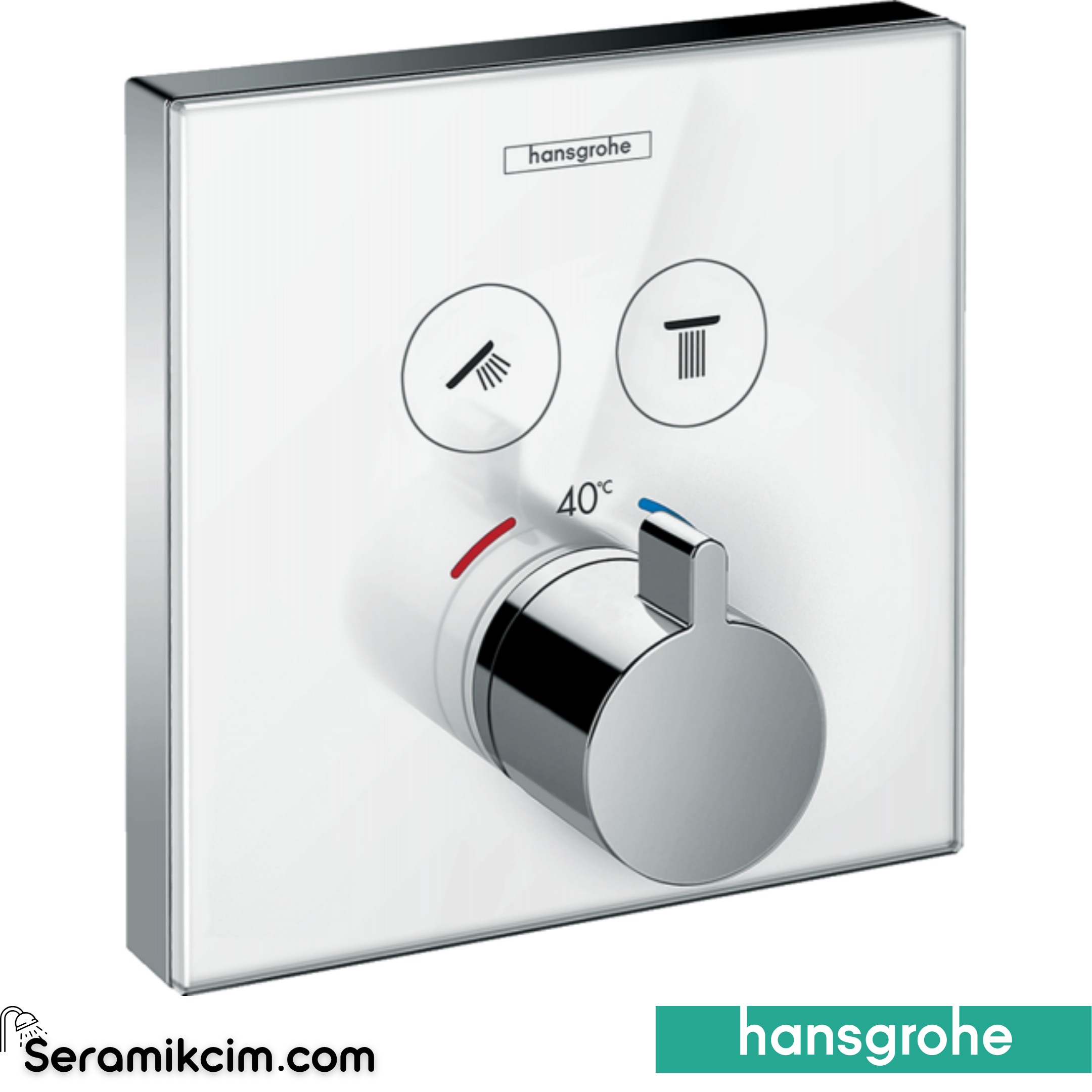 Hansgrohe Showerselect Glass Termostatik Banyo Bataryası Ankastre 2 Çıkış Beyaz 15738400