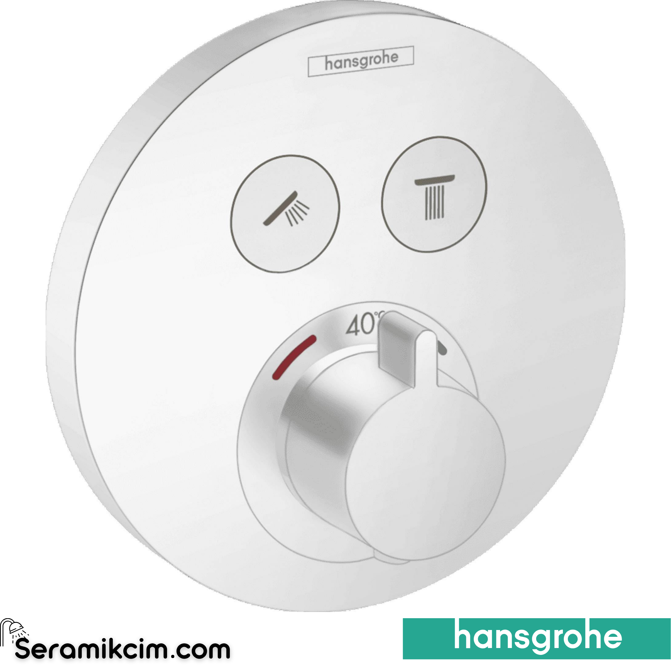 Hansgrohe Showerselect Termostatik Banyo Bataryası 2 Çıkışlı Yuvarlak Mat Beyaz 15743700