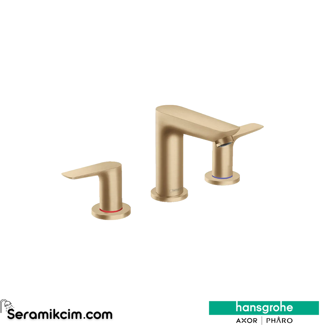 Hansgrohe Talis E 3 Delikli Lavabo Bataryası Sifon Kumandalı Mat Bronz 71733140