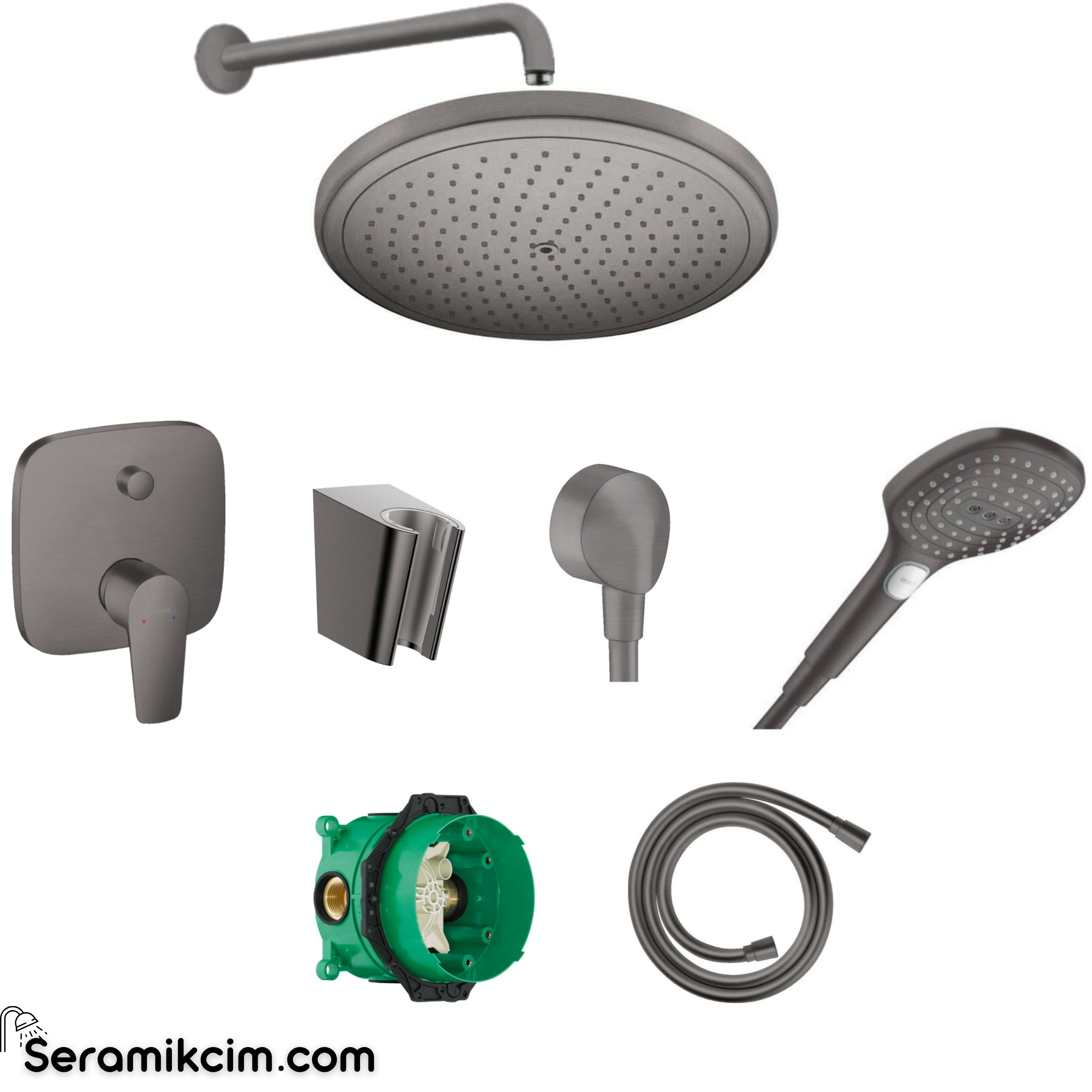 Hansgrohe Talis E Ankastre Banyo Bataryası Set Mat Siyah-Krom