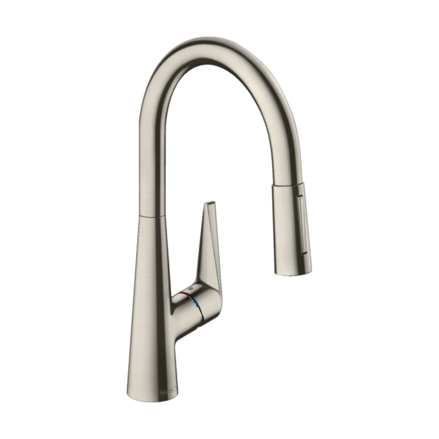 HansGrohe Talis M51 Tek Kollu Eviye Bataryası 200, Çekilebilir El Duşu, 2Jet Paslanmaz Çelik 72813800