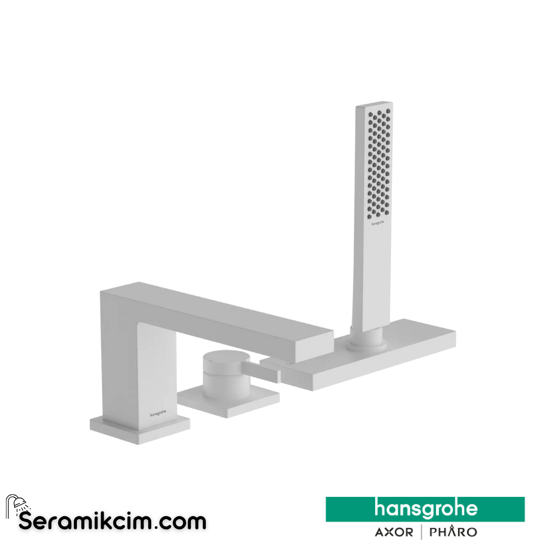 Hansgrohe Tecturis E 3-Delikli Küvet Kenarı Tek Kollu Banyo Bataryası Mat Beyazox İle 73443700