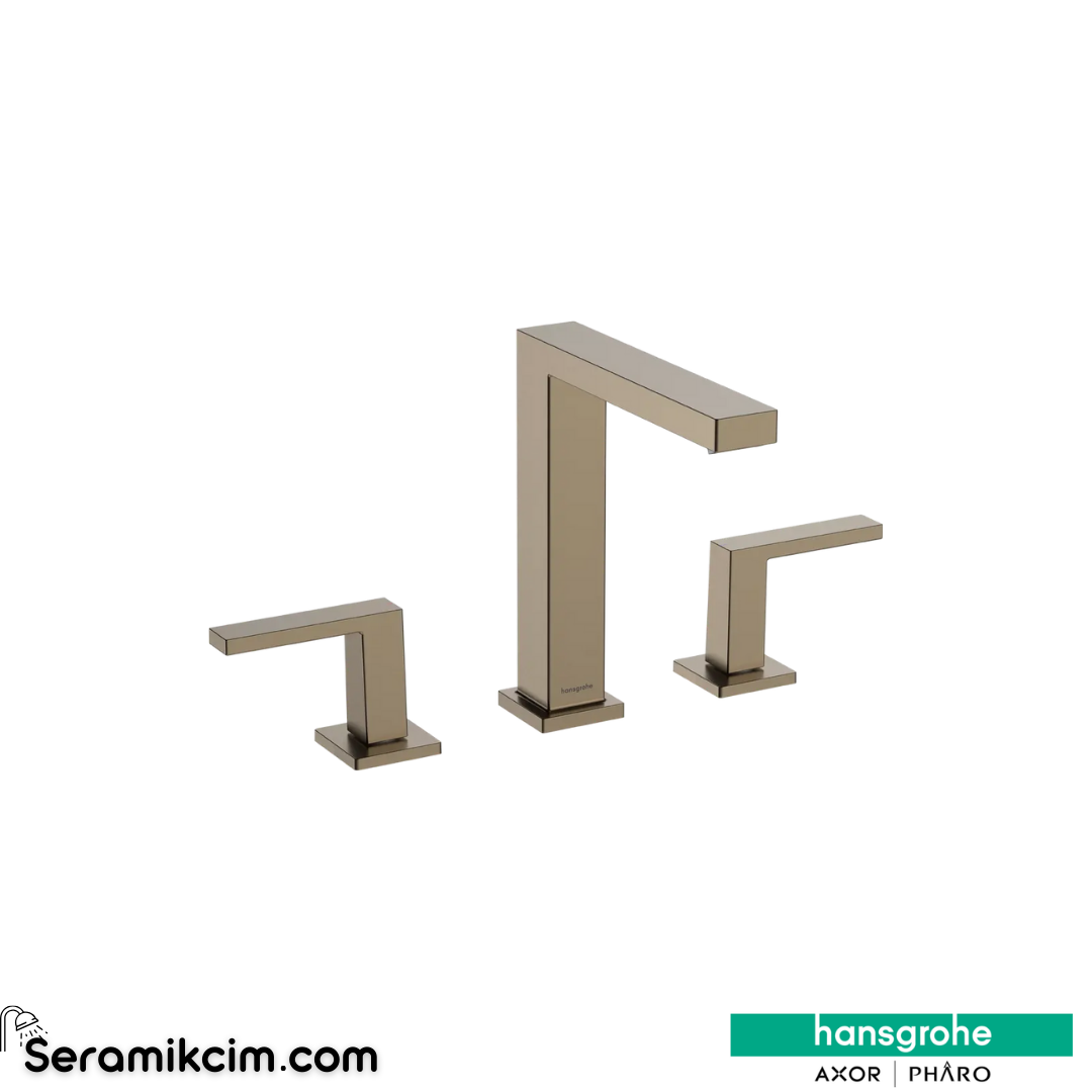 Hansgrohe Tecturis E 3 Delikli Lavabo Bataryası 150 Ecosmart+ Bas-Aç Gider Seti İle Mat Bronz 73030140