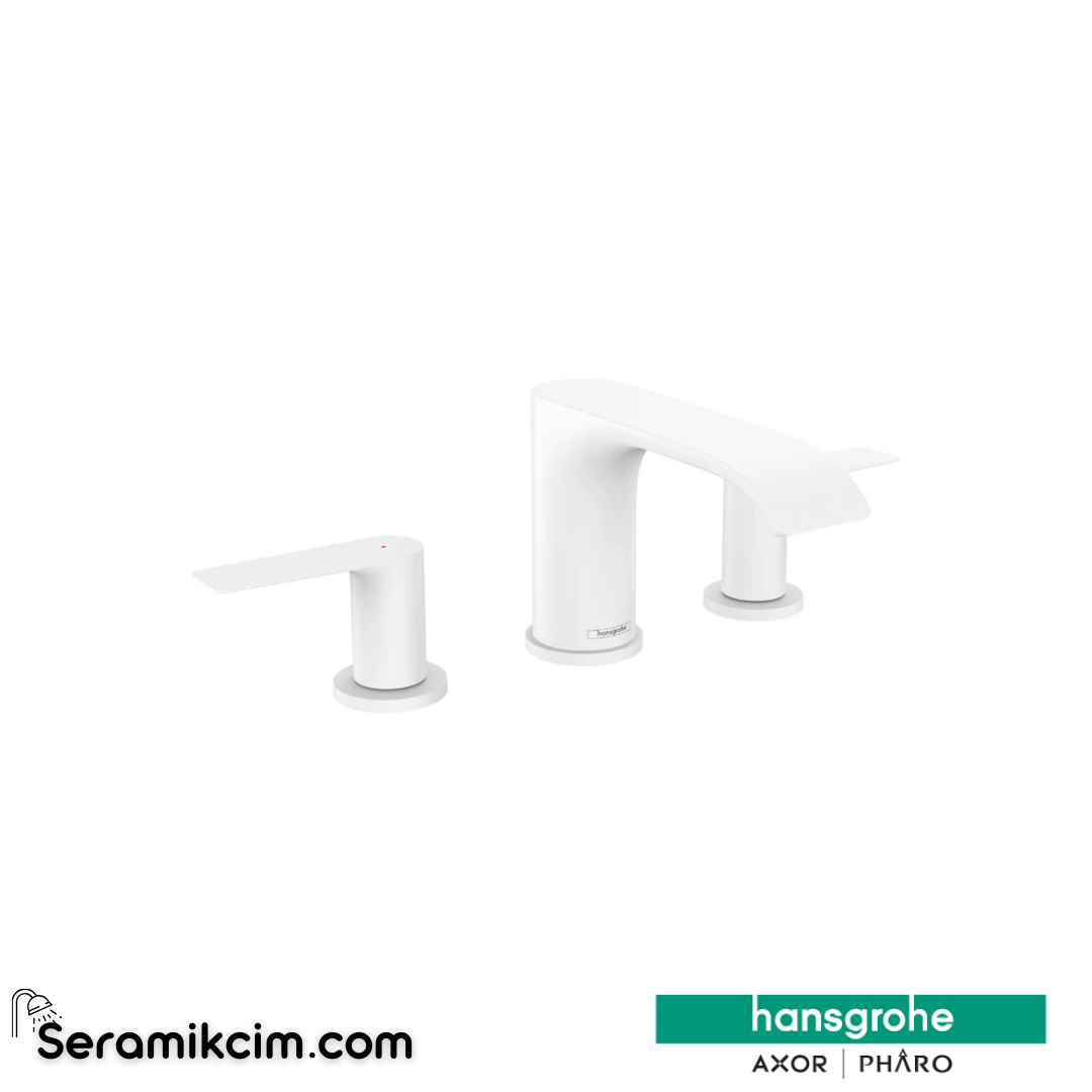 Hansgrohe Vivensis 3 Delikli Lavabo Bataryası 90 Kumandalı Mat Beyaz 75033700