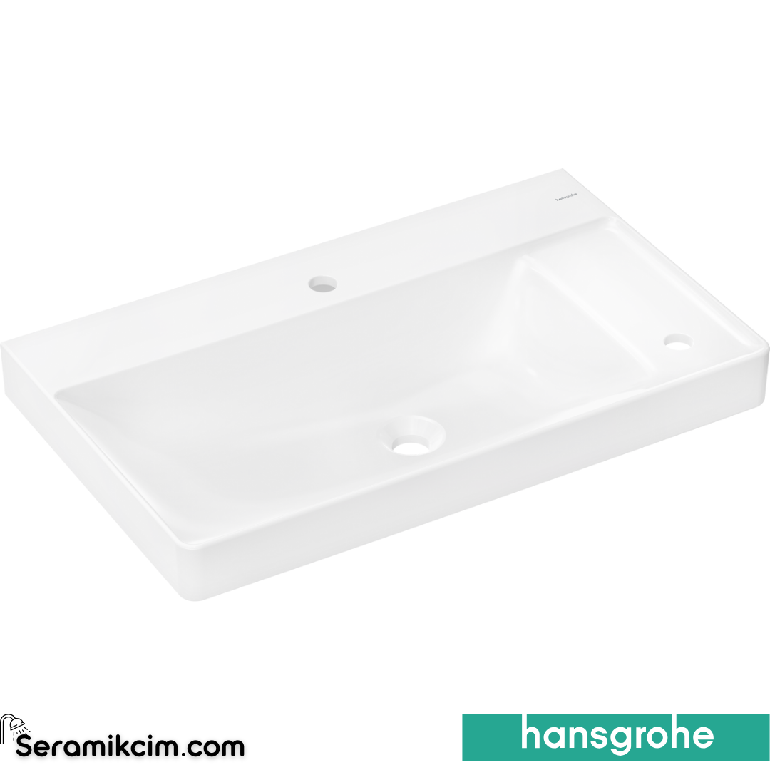 Hansgrohe Xelu Q Etajerli Lavabo 80x48 cm Çift Armatür Delikli Beyaz 60319450