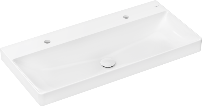 Hansgrohe Xelu Q Etajerli Lavabo Çift Armatür Delikli 100x48 cm Beyaz 61040450
