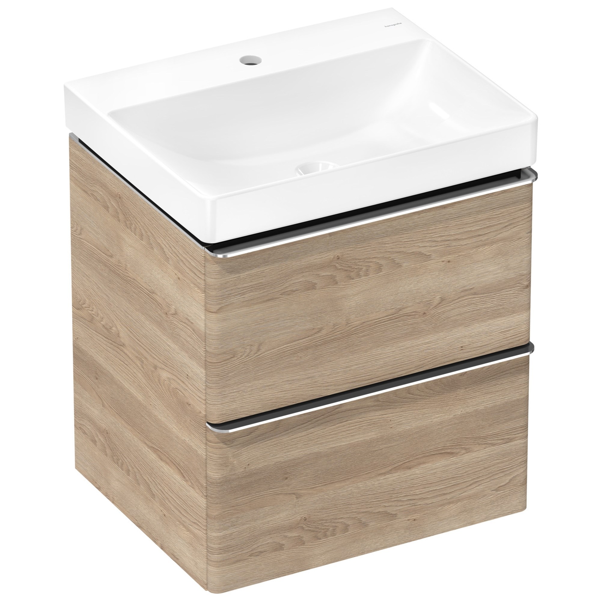 Hansgrohe Xelu Q Lavabolu Banyo Dolabı Seti 58x47,5 cm 2 Çekmeceli Doğal Meşe 54373000