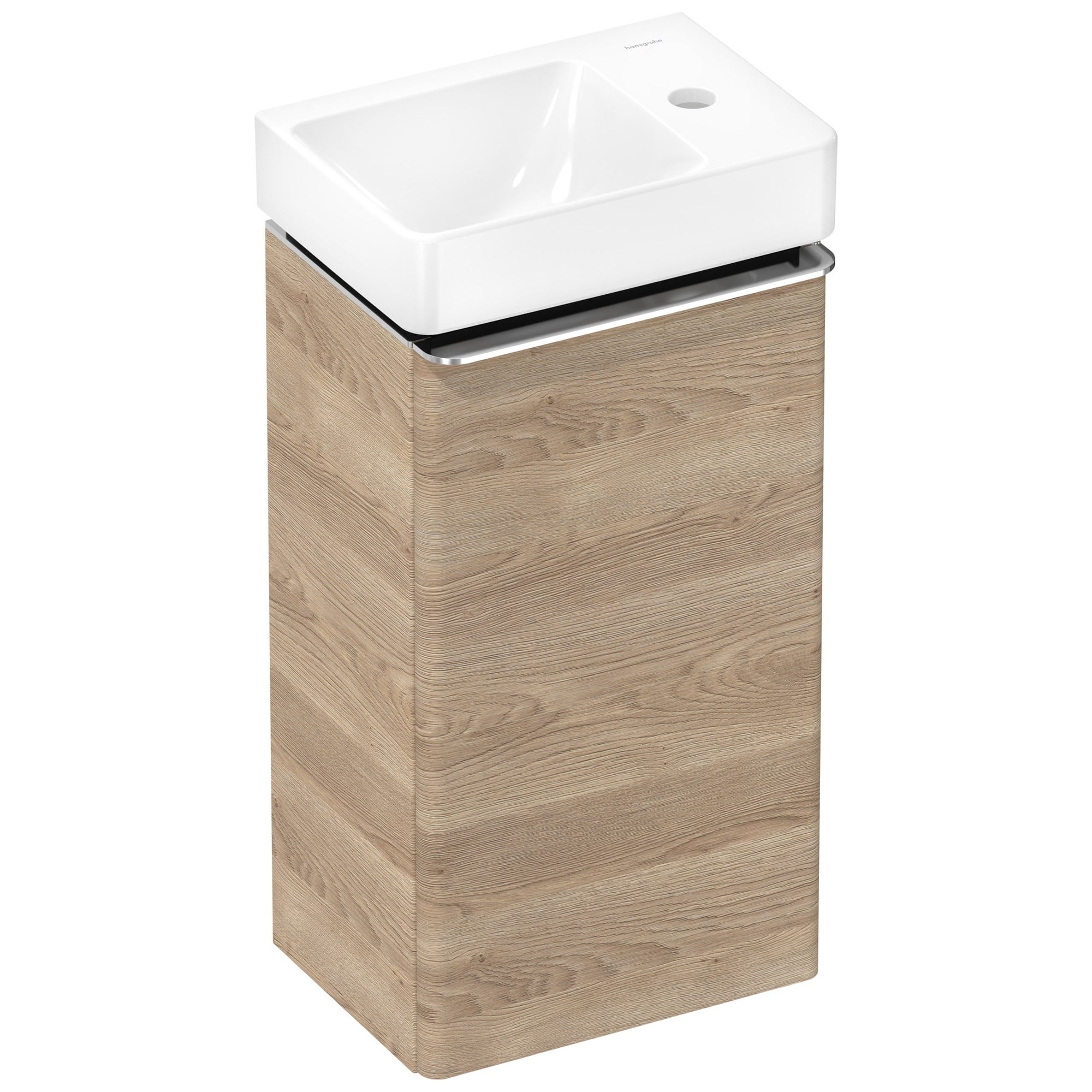 Hansgrohe Xelu Q Lavabolu Banyo Dolabı Seti 34x24,5 cm Sağ Etajerli Sağ Menteşeli Doğal Meşe 54367000