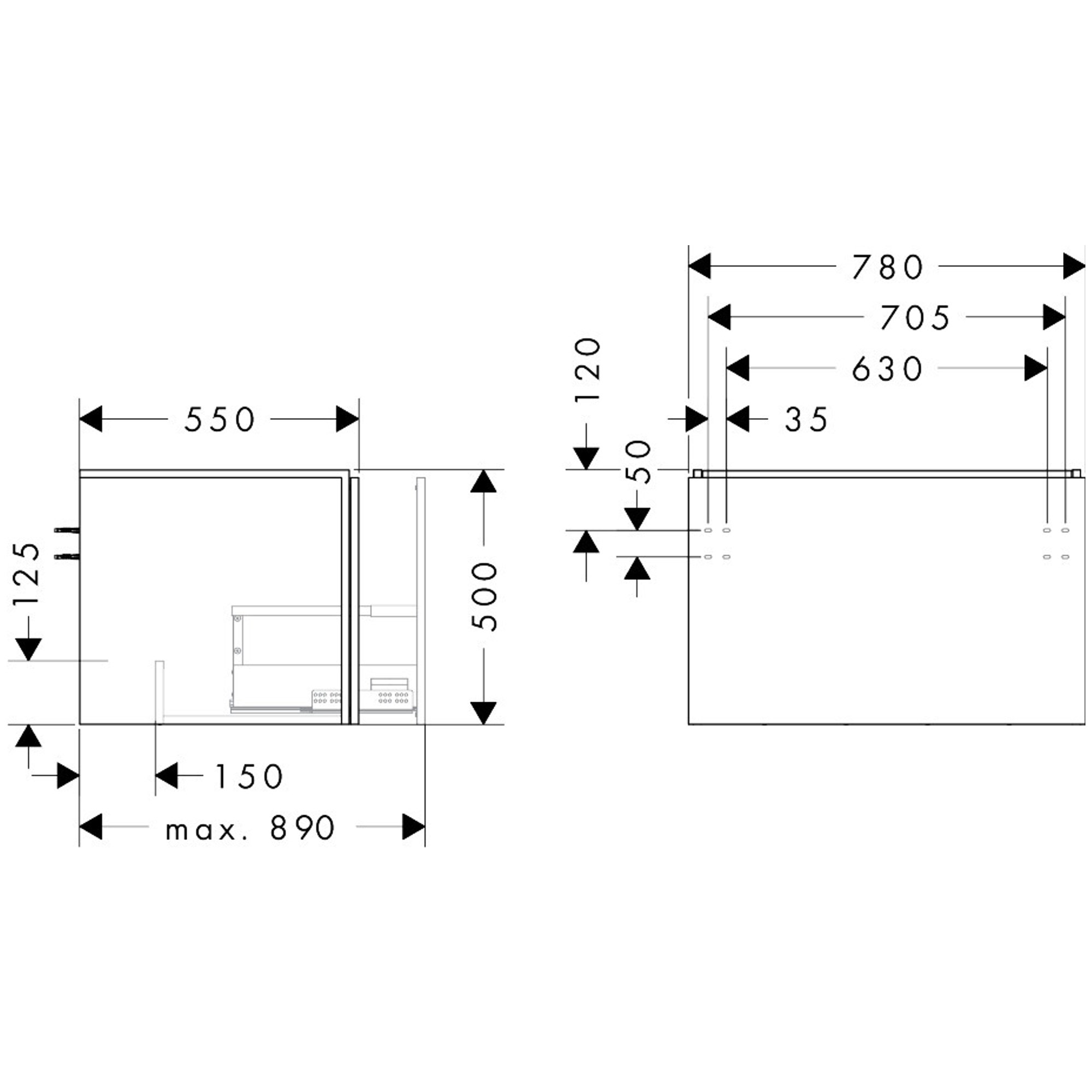 Hansgrohe Xilesa E Lavabo Dolabı 78x55 cm 1 Çekmeceli Konsol İçin Kaşmir Meşe 54265550