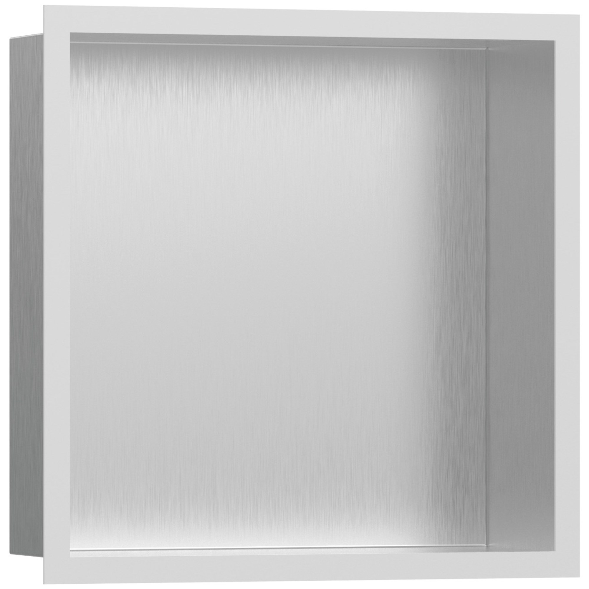 Hansgrohe XtraStoris Individual Tasarım Çerçeveli Duvar Nişi 30x30x10 cm Fırçalı Paslanmaz Çelik / Mat Beyaz 56097700