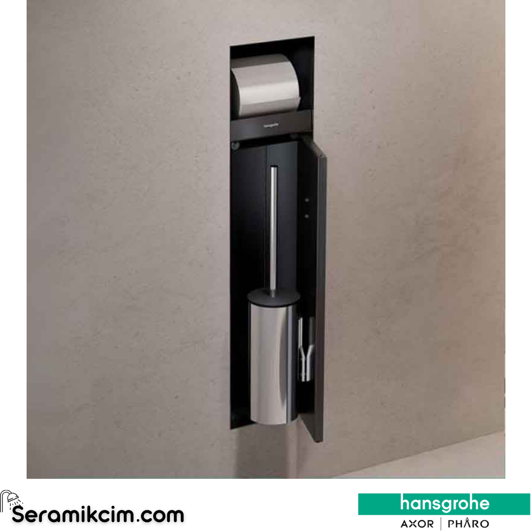 Hansgrohe XtraStoris Rock Satin Siyah Ankastre Tuvalet Fırçalığı ve Kağıtlığı 56062670