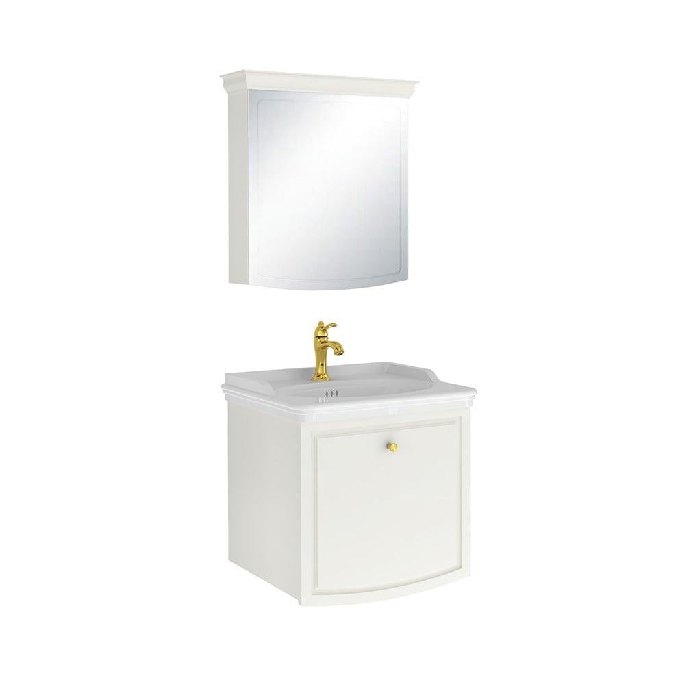 Kale Banyo Arte+ 65 Cm Set (Lavabo+Lavabo Dolabı+Ayna Dolabı) Parlak Beyaz (Altın) - 610100200862