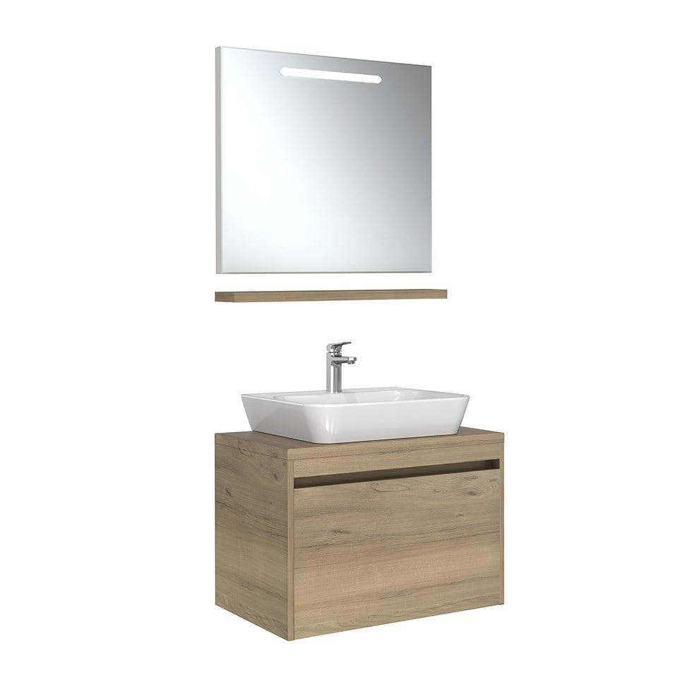 Kale Banyo İdea 2.0 (Durabad) 80Cm Set Pasifik A (Lavabo+Tek Çekmeceli+Çanak Lavabo+Aydınlatmalı Ayna+Etajer) - 610100200606