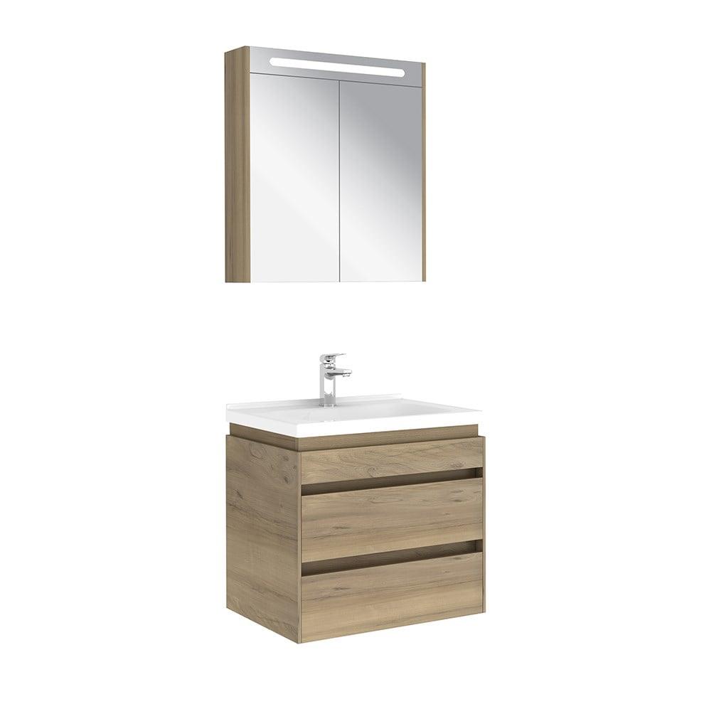 Kale Banyo İdea 2.0 (Durabad) 65Cm Set Pasifik A (Lavabo+Çift Çekmeceli Lavabo Dolabı+Aydınlatmalı Ayna Dolabı) - 610100200512