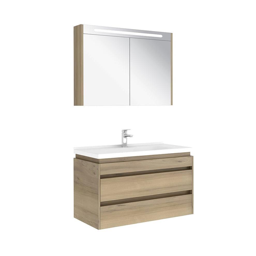 Kale Banyo İdea 2.0 (Durabad) 100Cm Set Pasifik A (Lavabo+Çift Çekmeceli Lavabo Dolabı+Aydınlatmalı Ayna Dolabı) - 610100200520