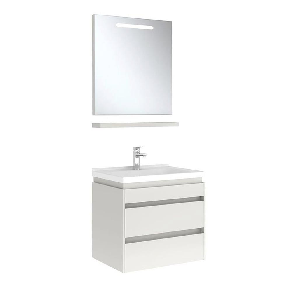 Kale Banyo İdea 2.0 (Durabad) 65Cm Set Parlak Beyaz (Lavabo+Çift Çekmeceli Lavabo Dolabı+Aydınlatmalı Ayna+Etajer) - 610100200522