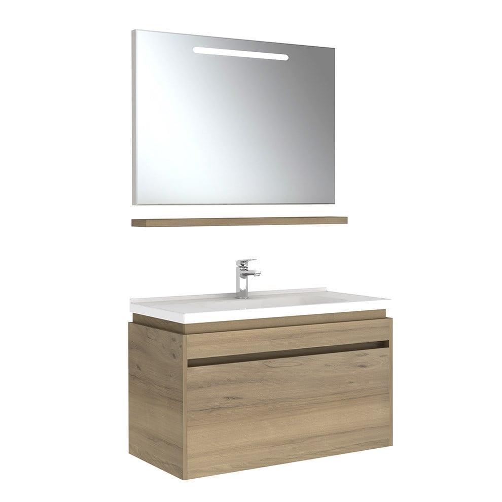 Kale Banyo İdea 2.0 (Durabad) 100Cm Set Pasifik A (Lavabo+Tek Çekmeceli Lavabo Dolabı+Aydınlatmalı Ayna+Etajer) - 610100200508